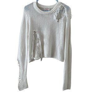 Distressed Knit Lace Sweater